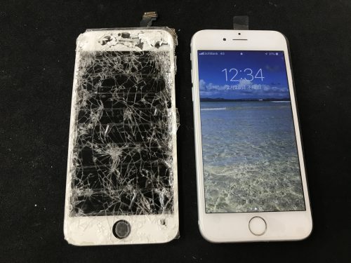 iPhoneガラスが粉々の状態でも直せます！！